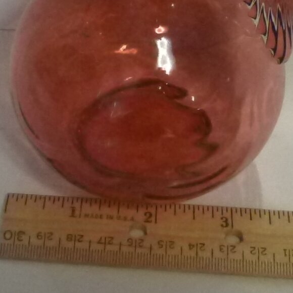 FENTON ART GLASS CRANBERRY DRAPERY RUFFELED EDGE PICHER - Picture 5 of 8